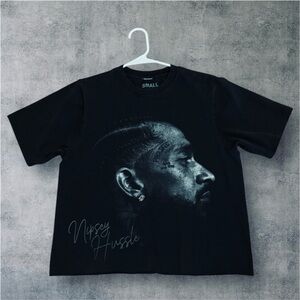 Men’s Black Nipsey Hussle Cropped Streetwear Tee Size S